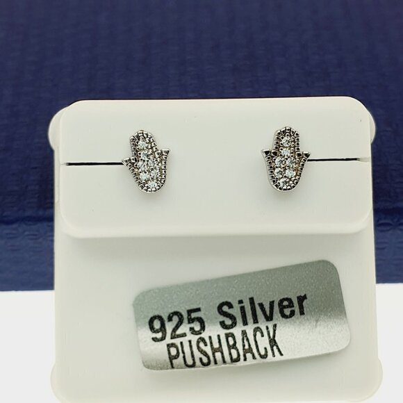"#925 Sterling Silver CZ Stud Earrings for Women/Girl, US925P1014 - Picture 5 of 11